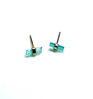Green Tourmaline Gold Studs