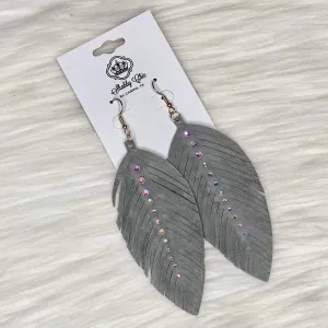 Grey Suede Feather earrings