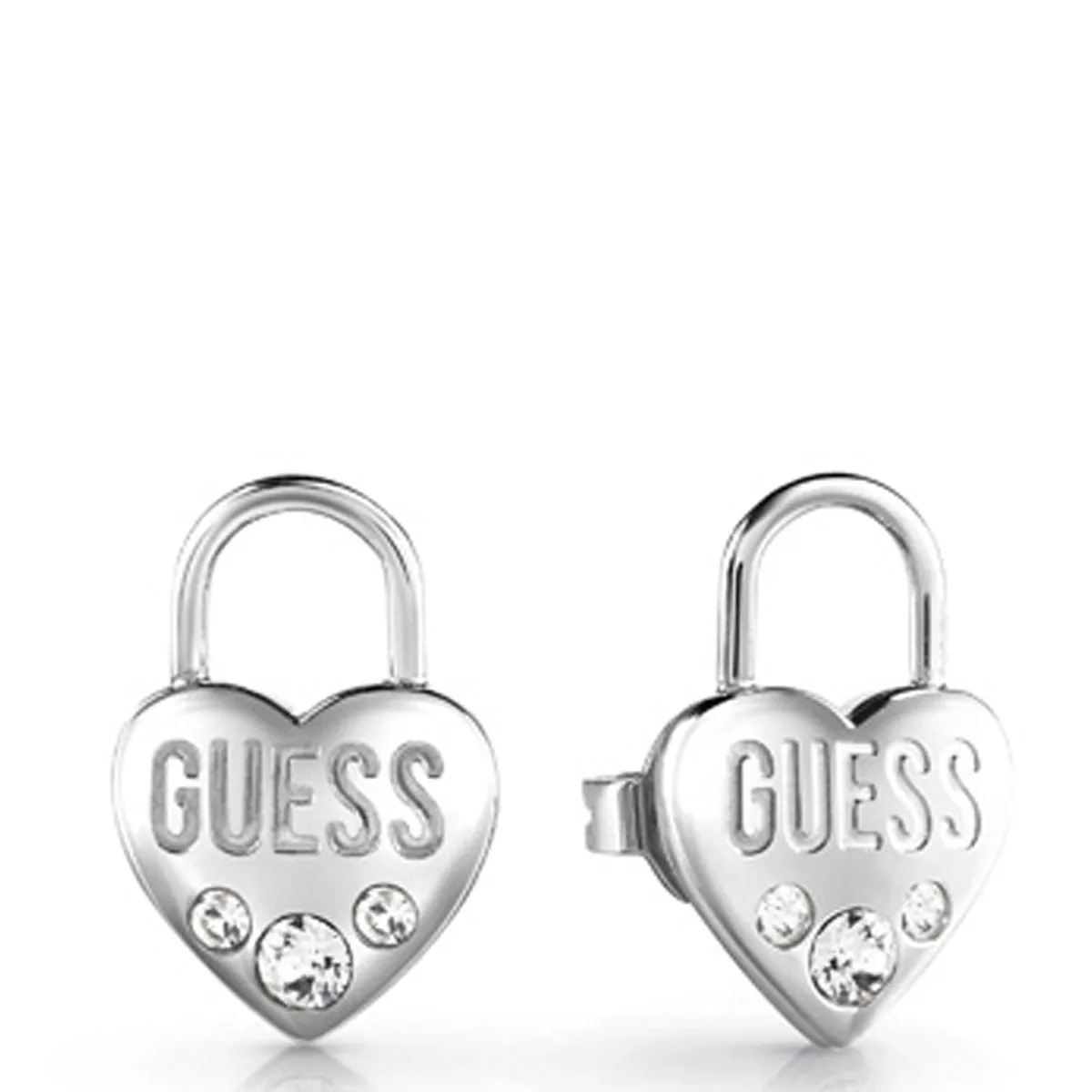 Guess Lock Me Up Silver Earrings