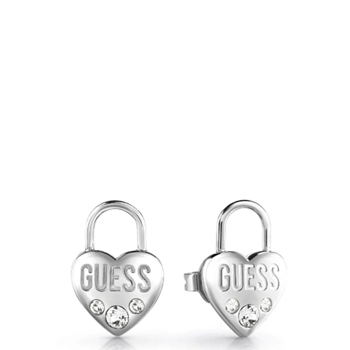 Guess Lock Me Up Silver Earrings