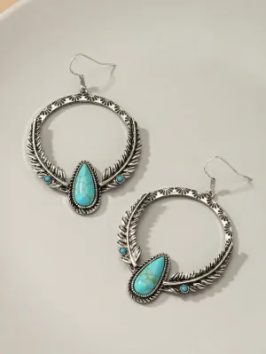 ❤️GYPSY FOX-Boho Distressed Feather Circle Earrings