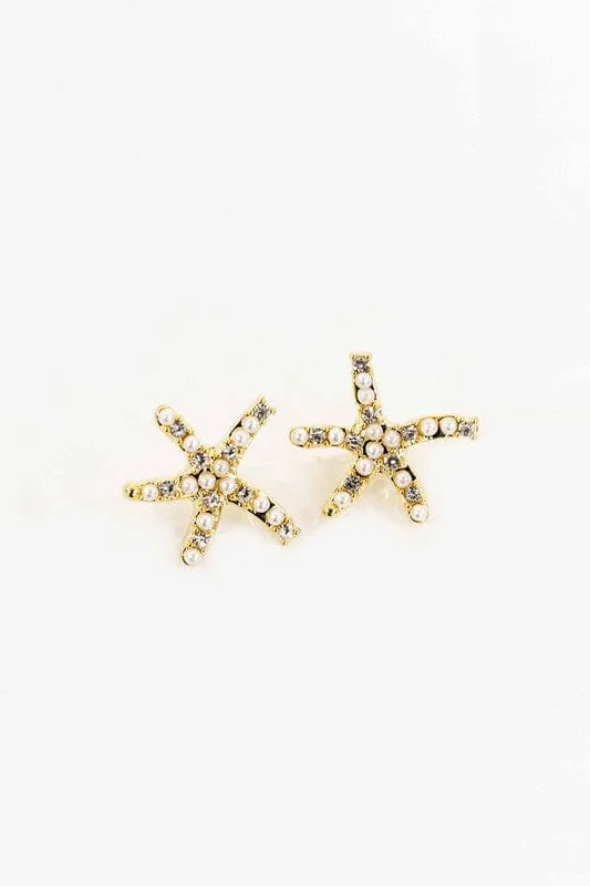 ❤️GYPSY FOX-Starfish Stone and Pearl Earrings