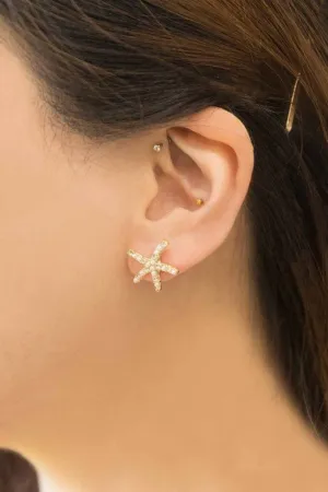 ❤️GYPSY FOX-Starfish Stone and Pearl Earrings