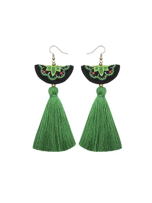 Hand Embroidery Tassel Earrings