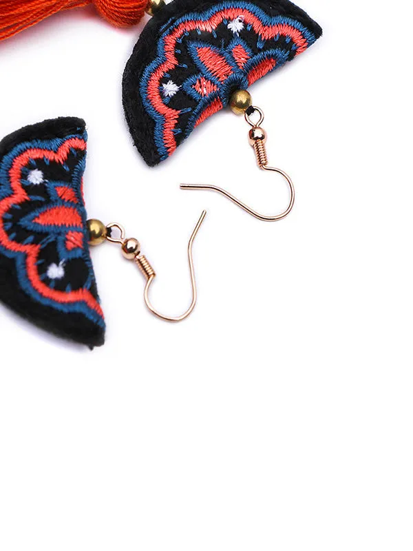 Hand Embroidery Tassel Earrings