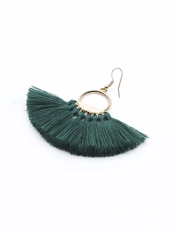 Hand-made fan-shaped Tassel Earrings