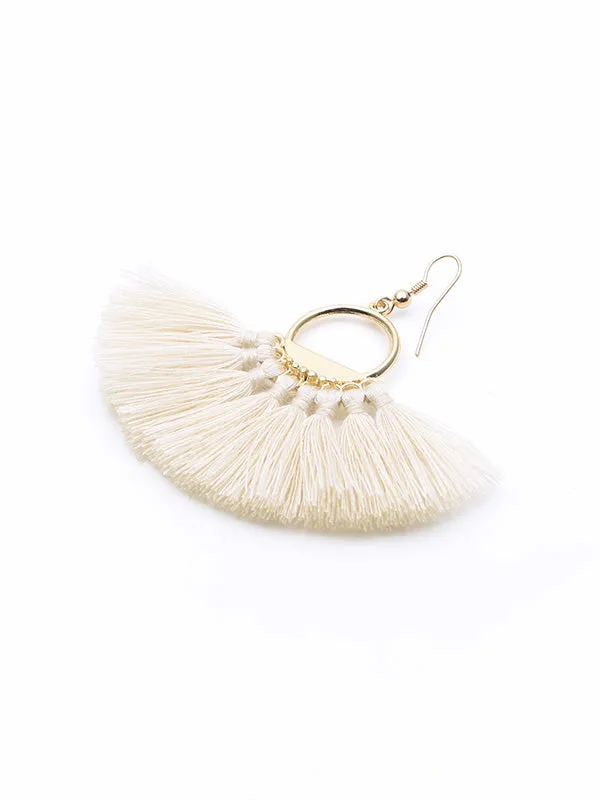 Hand-made fan-shaped Tassel Earrings