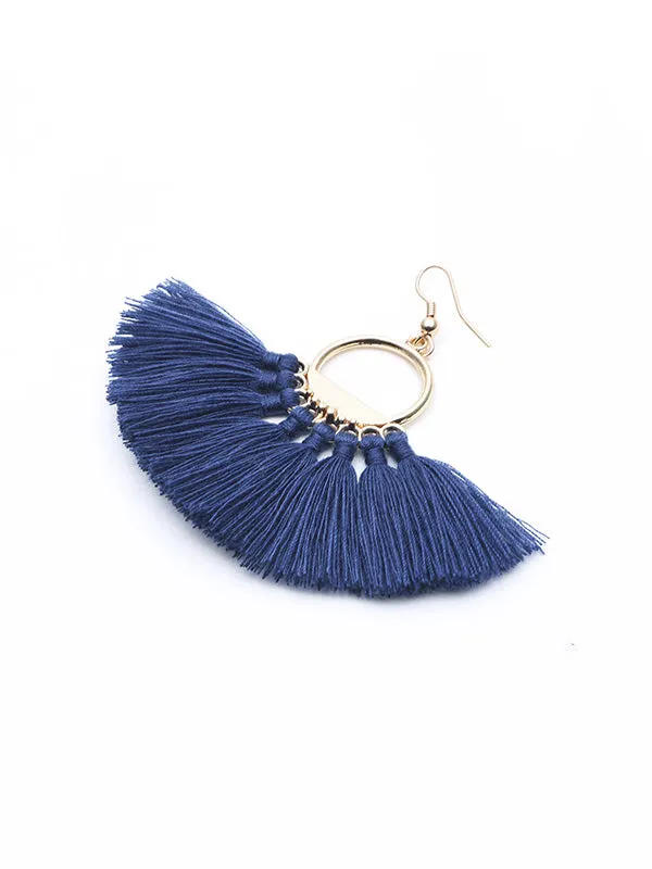 Hand-made fan-shaped Tassel Earrings