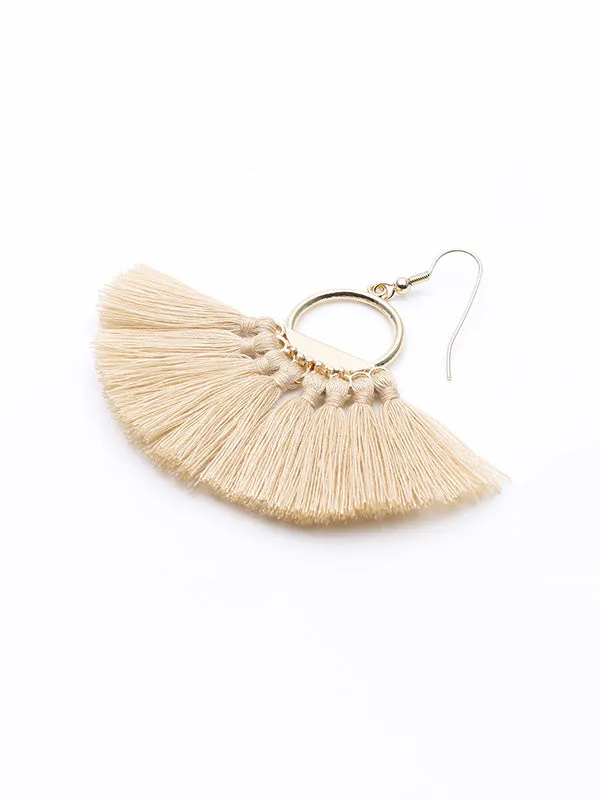 Hand-made fan-shaped Tassel Earrings