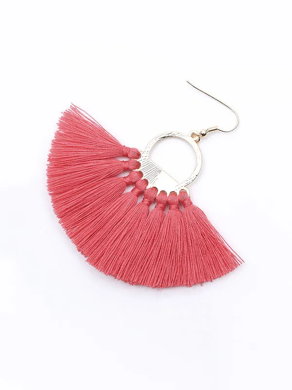Hand-made fan-shaped Tassel Earrings