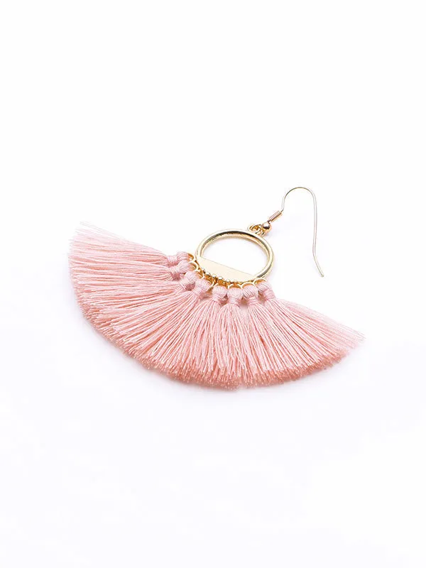 Hand-made fan-shaped Tassel Earrings