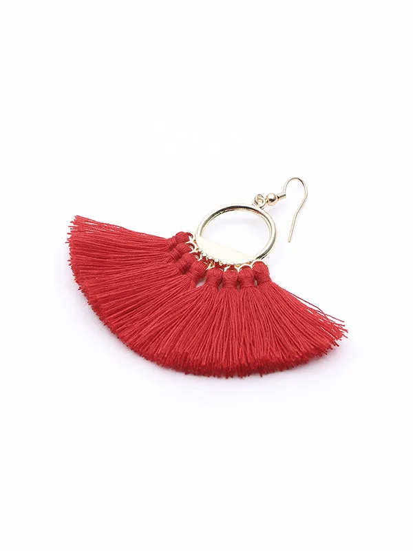 Hand-made fan-shaped Tassel Earrings