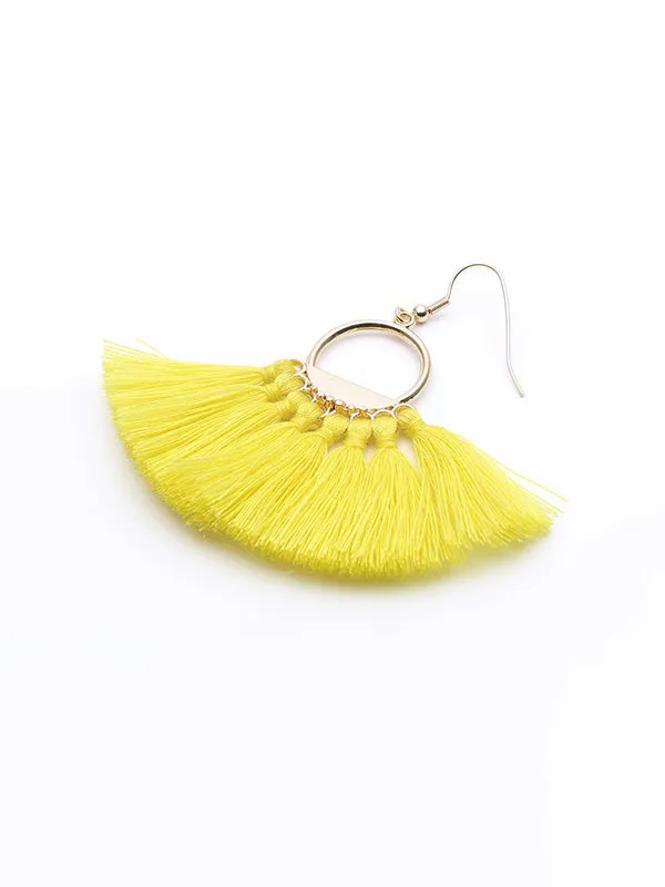 Hand-made fan-shaped Tassel Earrings