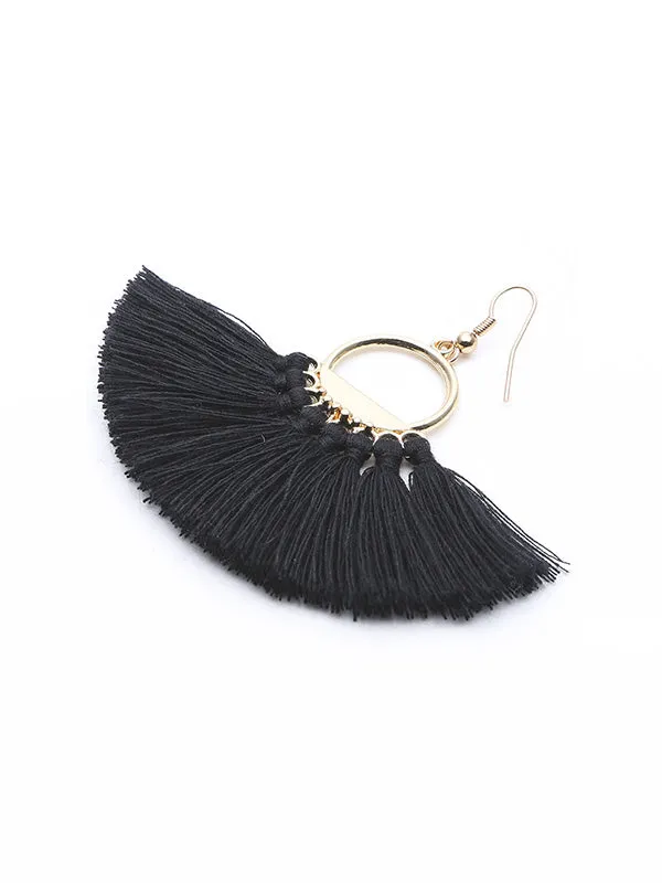 Hand-made fan-shaped Tassel Earrings