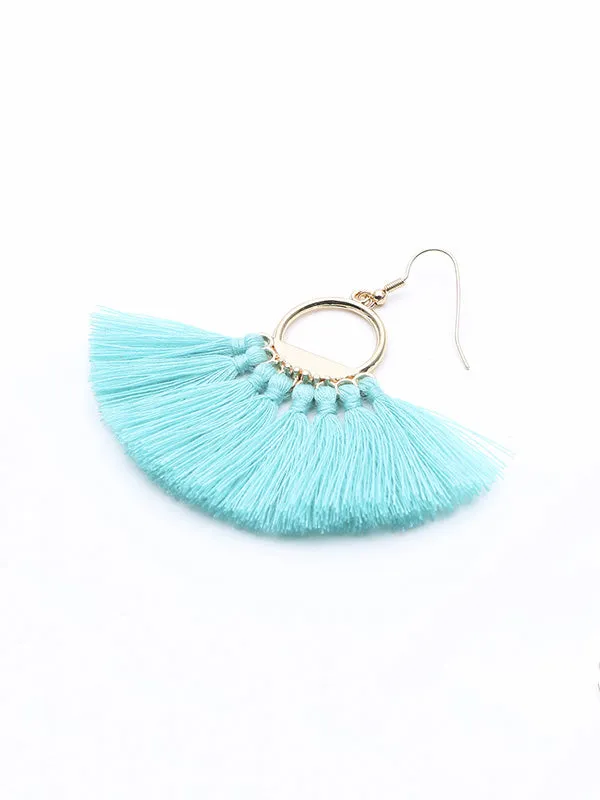 Hand-made fan-shaped Tassel Earrings