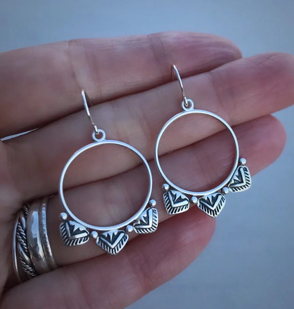 Hand Stamped Hoop Earrings