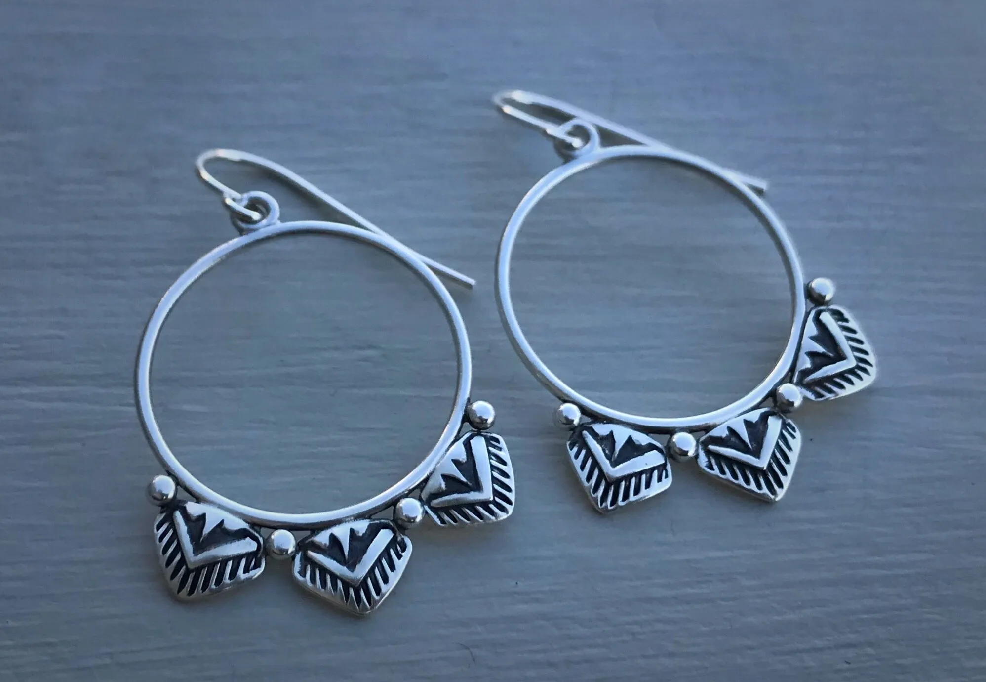 Hand Stamped Hoop Earrings