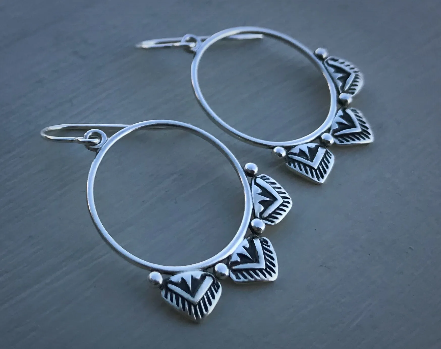 Hand Stamped Hoop Earrings