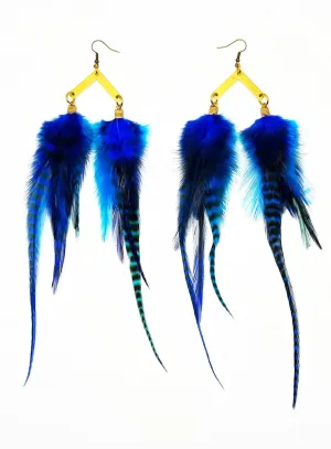 Handcrafted Medium Feather Earrings - Midnight Blue