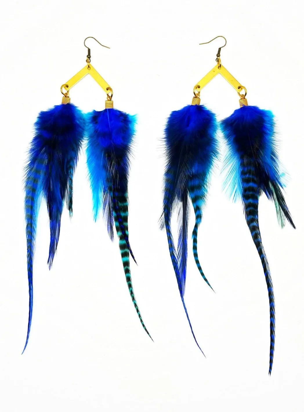 Handcrafted Medium Feather Earrings - Midnight Blue