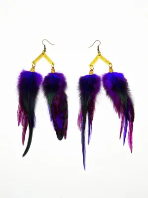 Handcrafted Medium Feather Earrings -  Purple Eclipse