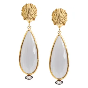 Handmade Seashell & Cat Eye Drop Earrings from Istanbul
