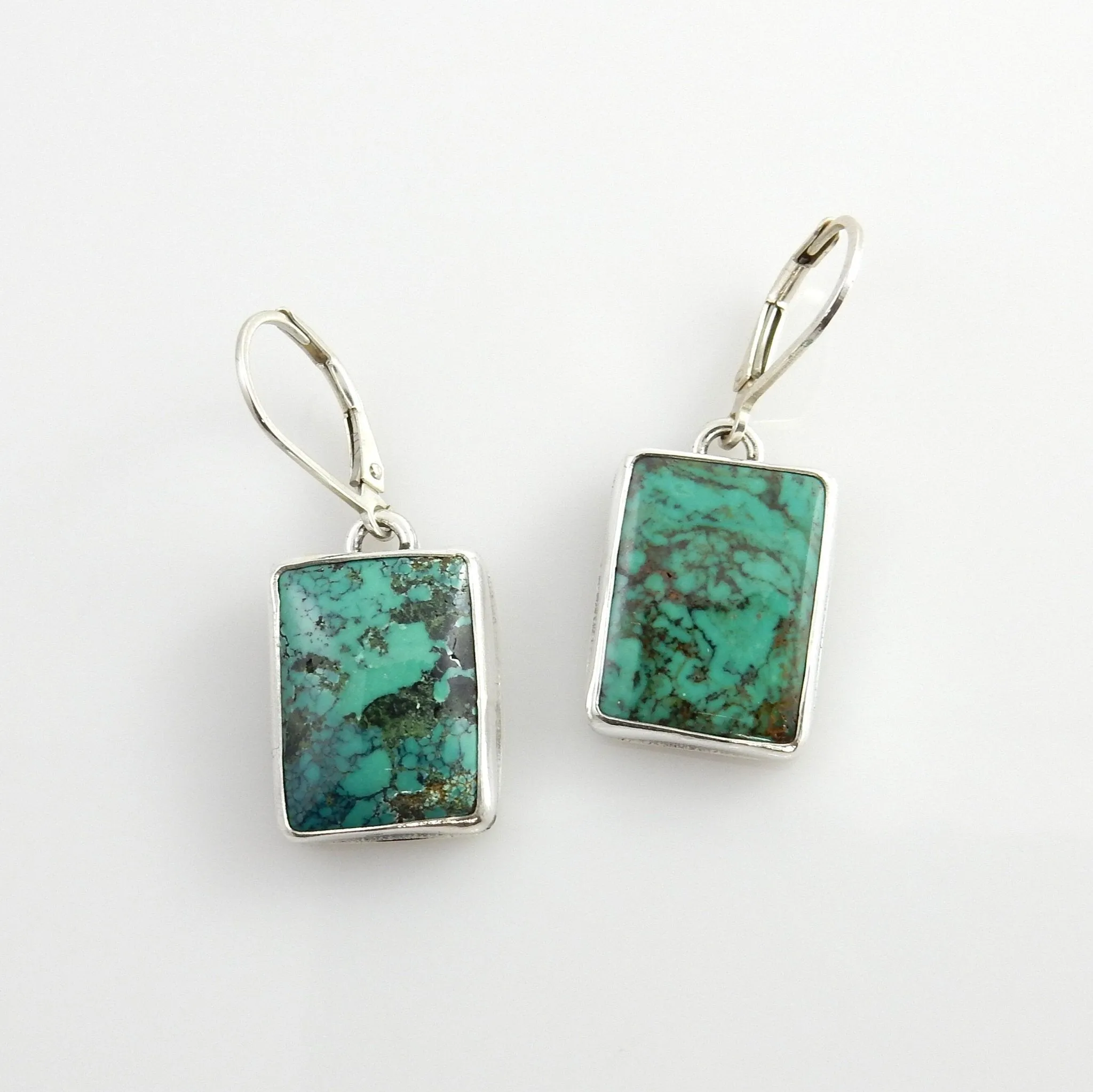 Handmade Sterling Silver Green Turquoise Dangle Earrings