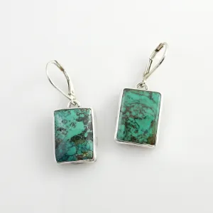 Handmade Sterling Silver Green Turquoise Dangle Earrings