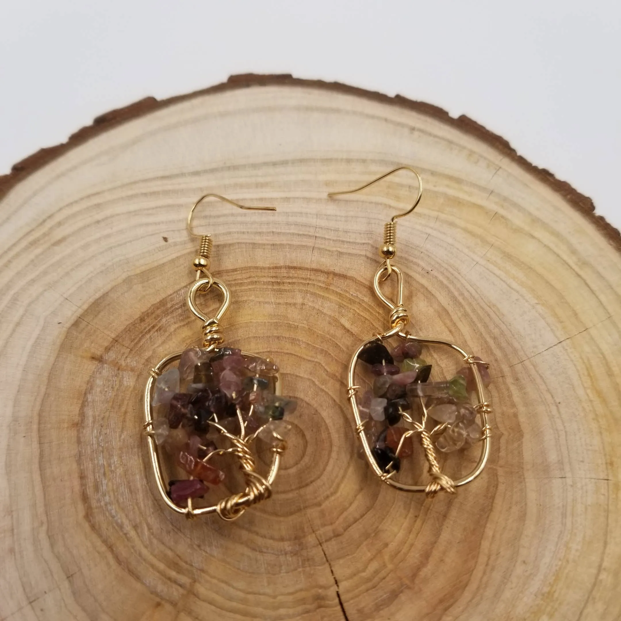 Handmade Wired Natural Crystal Earrings