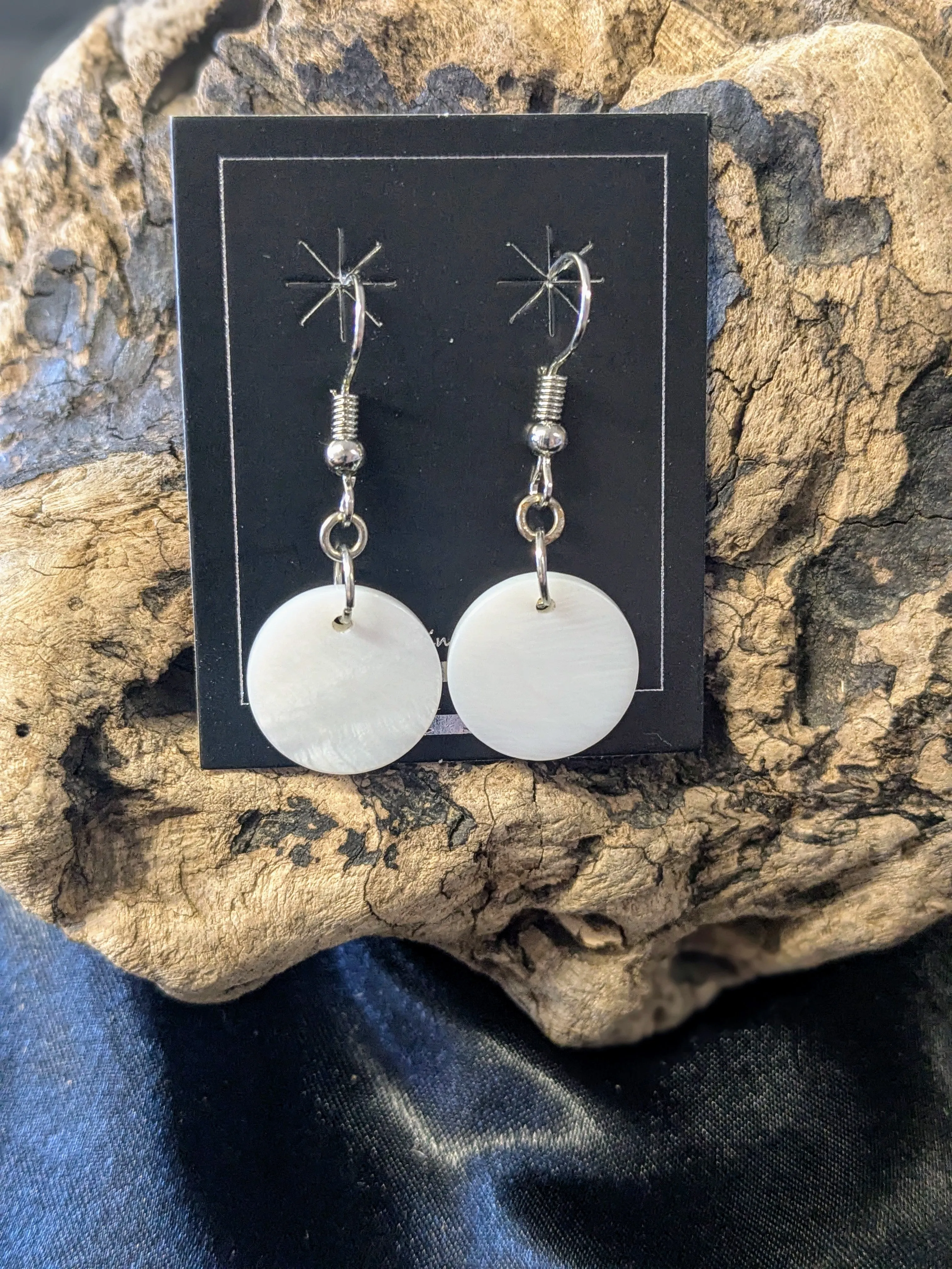 Heart and Round Shell Earrings