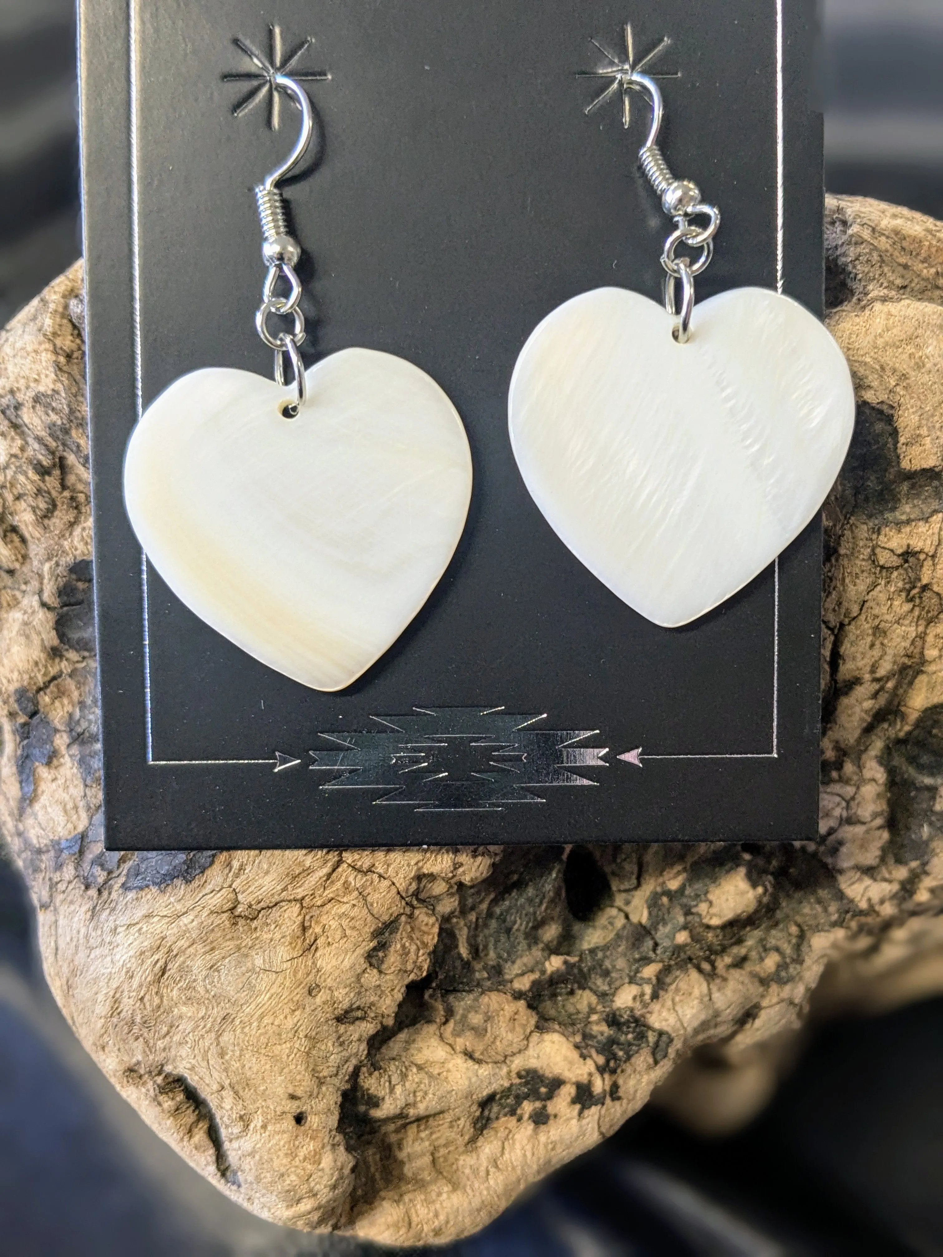 Heart and Round Shell Earrings