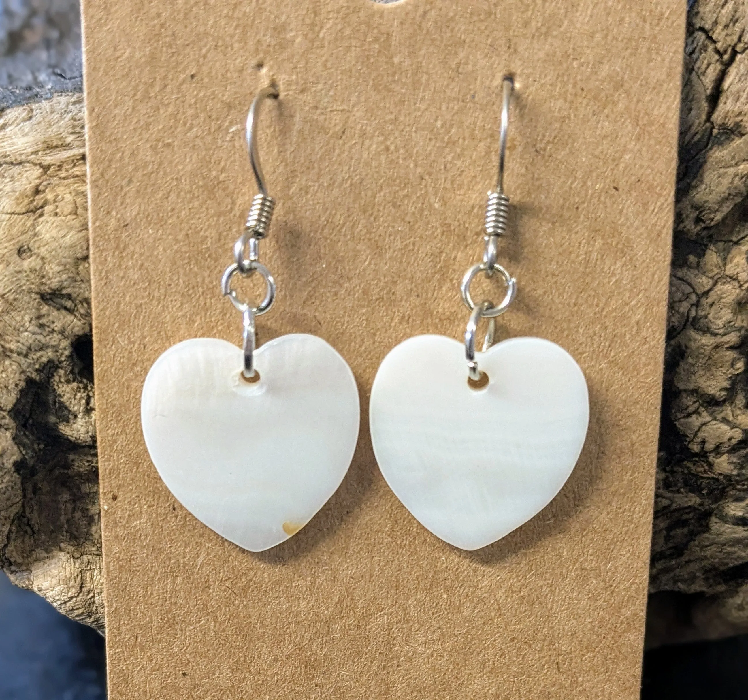 Heart and Round Shell Earrings