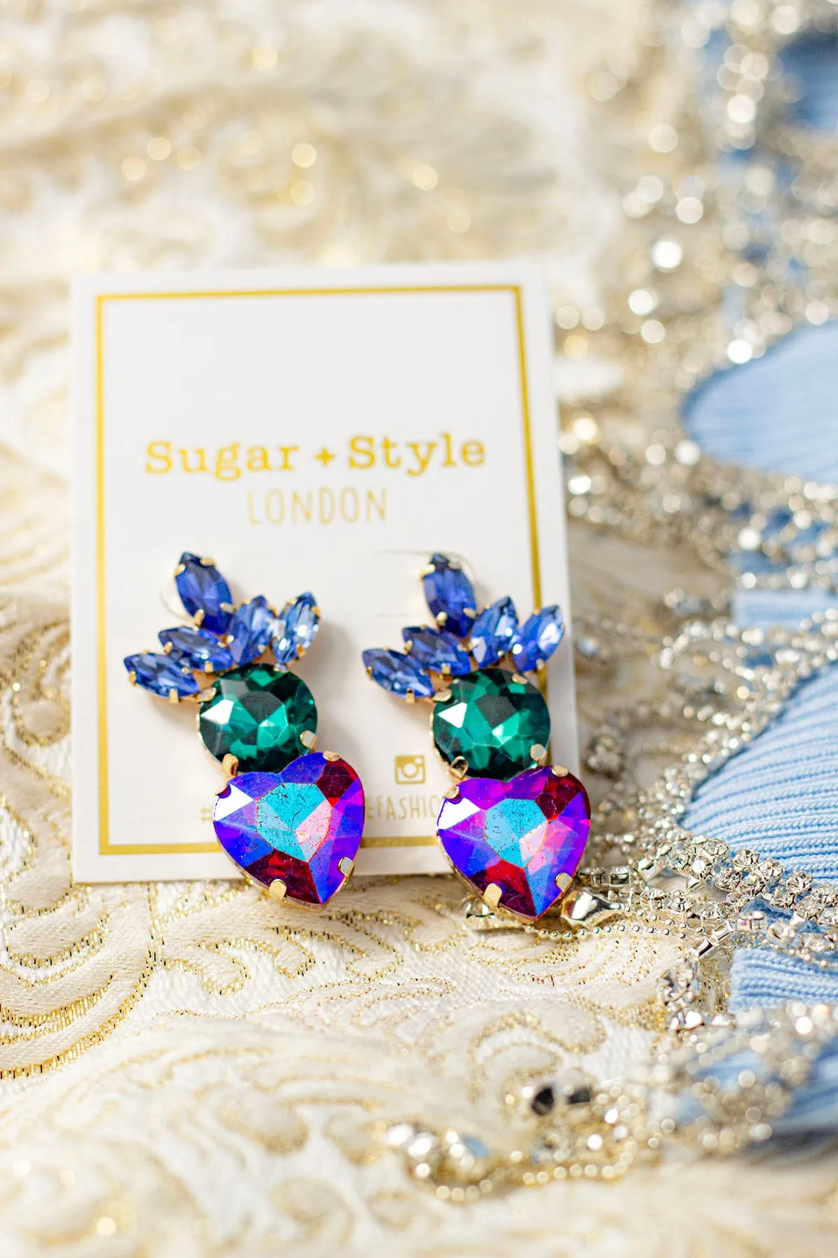 Heart Gem Layer Stud Earrings