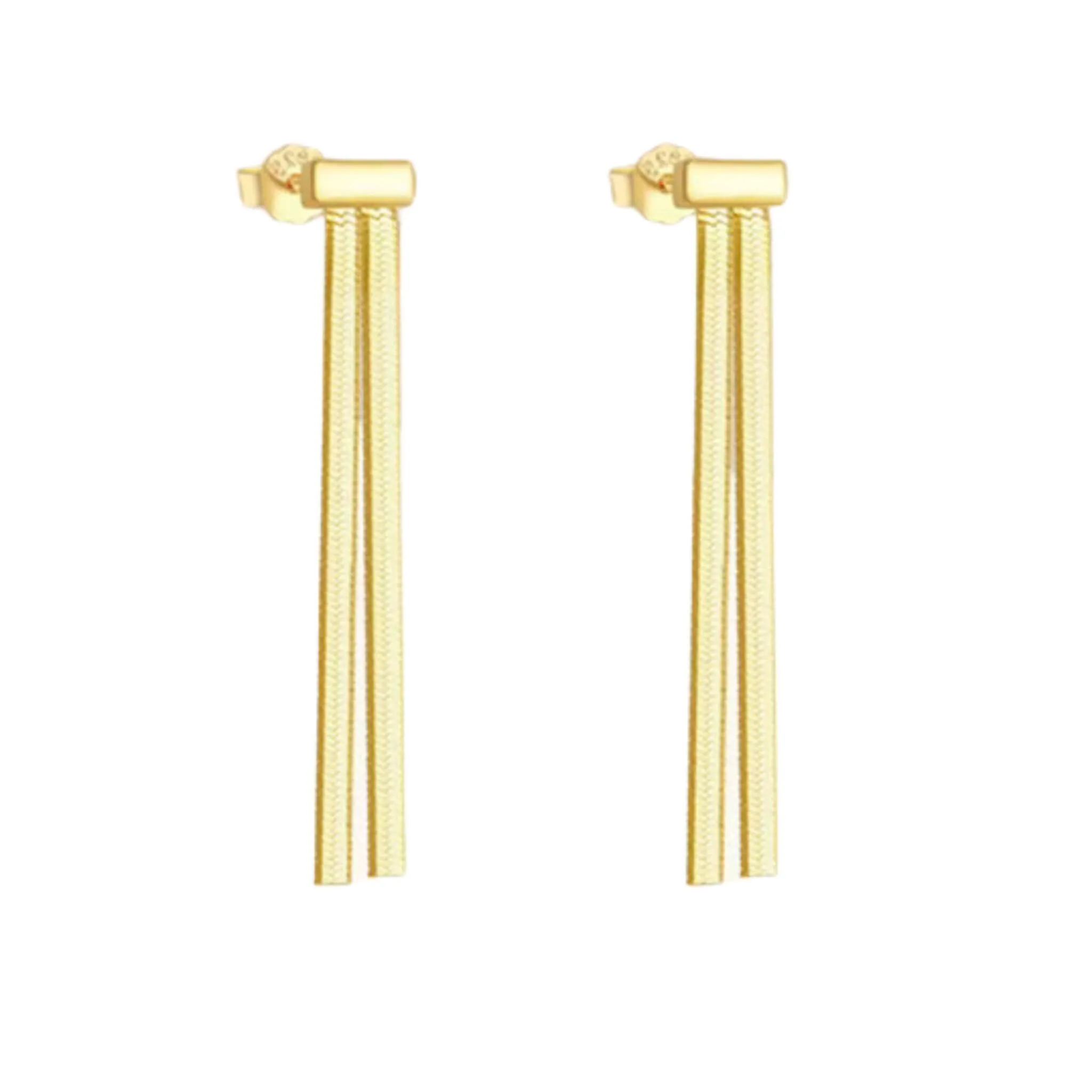 Herringbone Tassel Stud Earrings – 925 Silver or 14K Gold