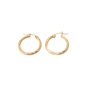 Hinged Hoop Diamond Cut Earrings in 14K Yellow Gold
