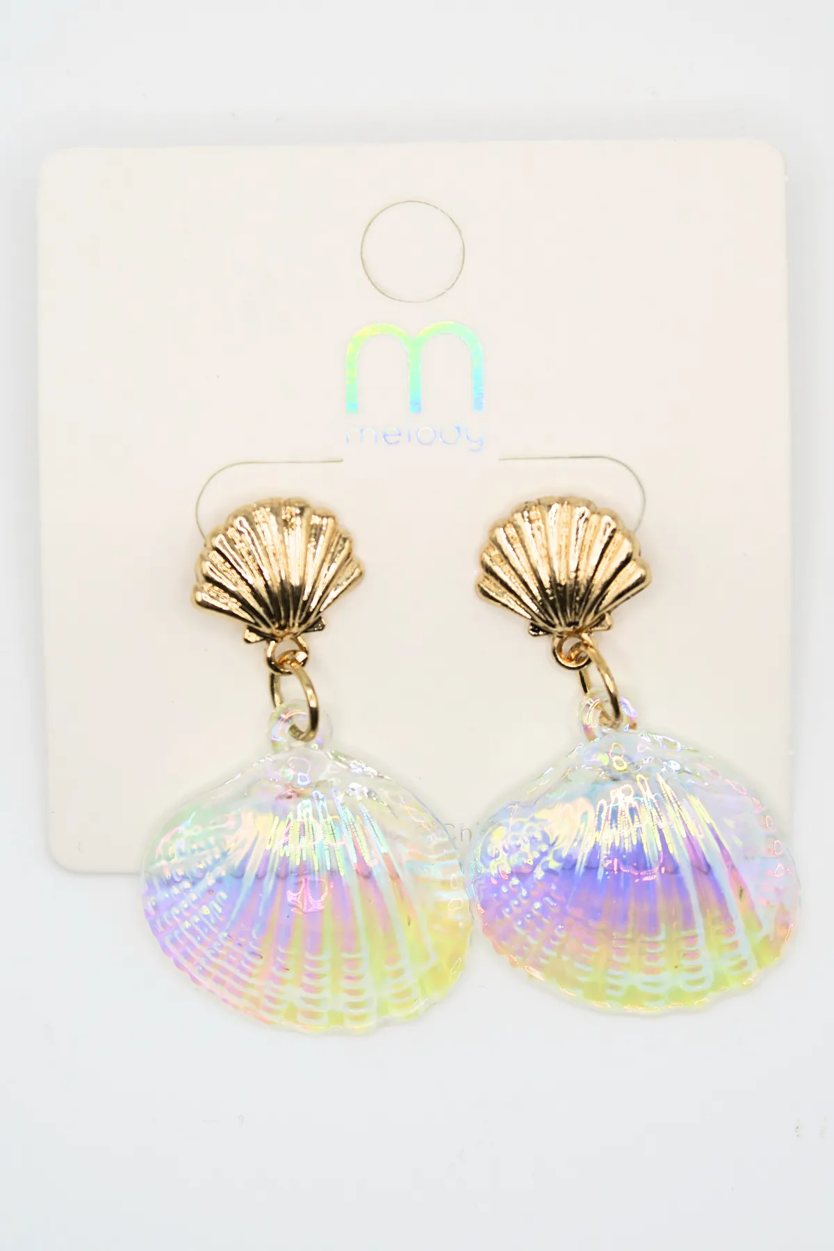 HOLOGRAPHIC SHELL EARRINGS