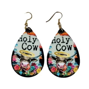 Holy Cow Wood Earrings