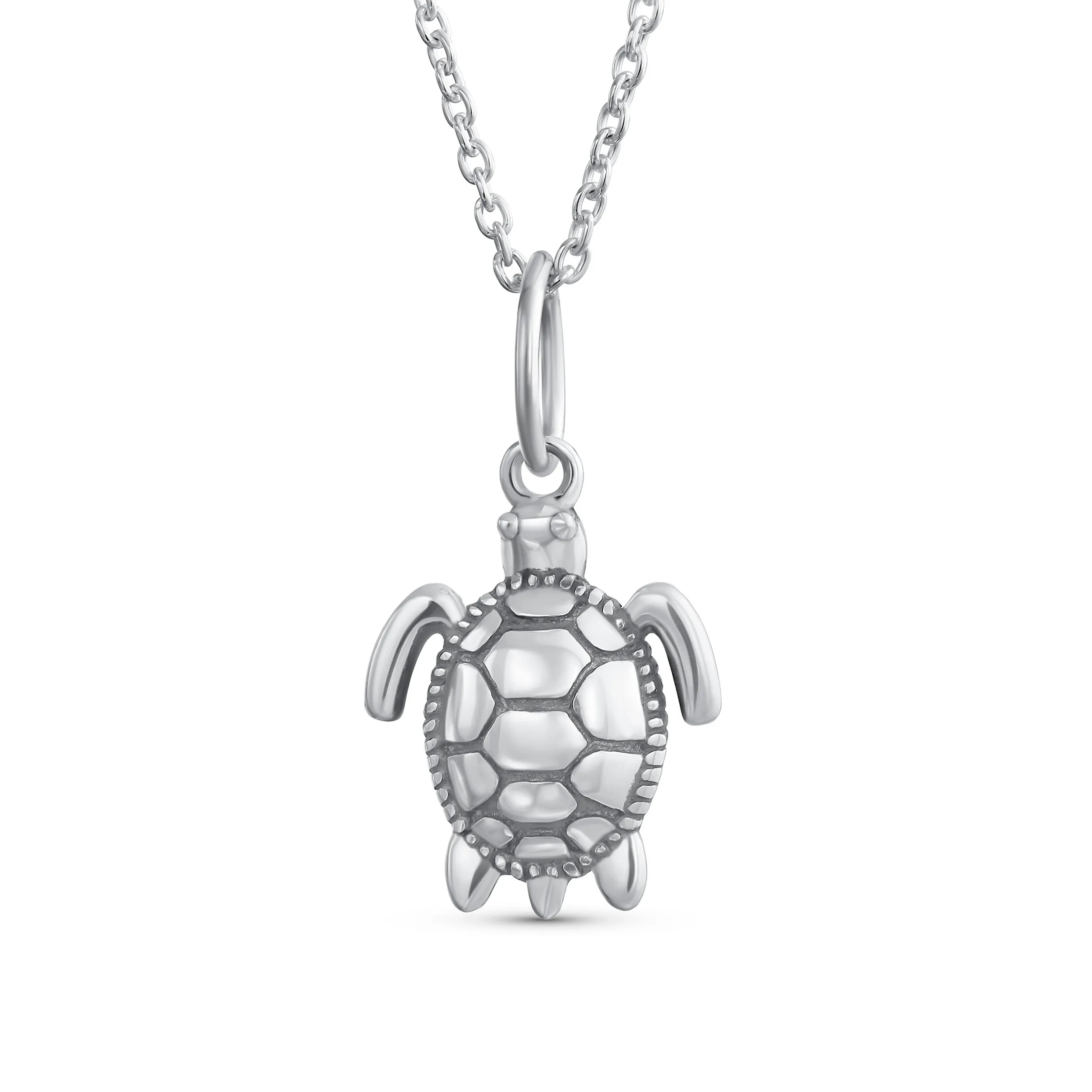 Honeymoon Nautical Sea Turtle Pendant and Earrings Jewelry Set Sterling Silver