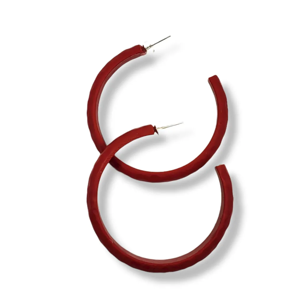 Hoop Earrings Large - HammeScarlett Solid Color  - Scarlett