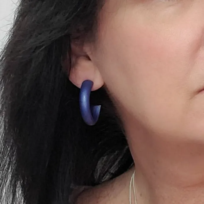 Hoop Earrings Medium - Solid Color  - Chrome