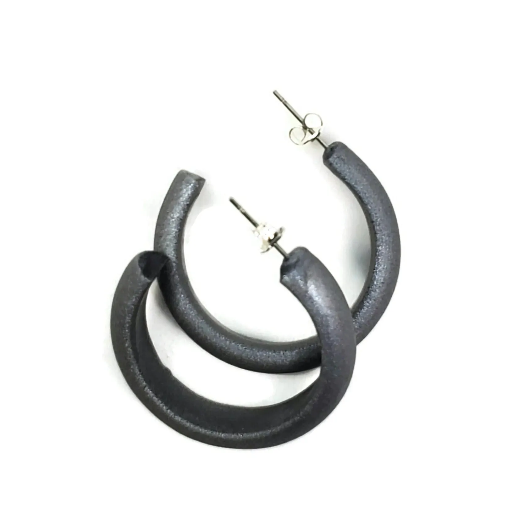 Hoop Earrings Medium - Solid Color  - Chrome