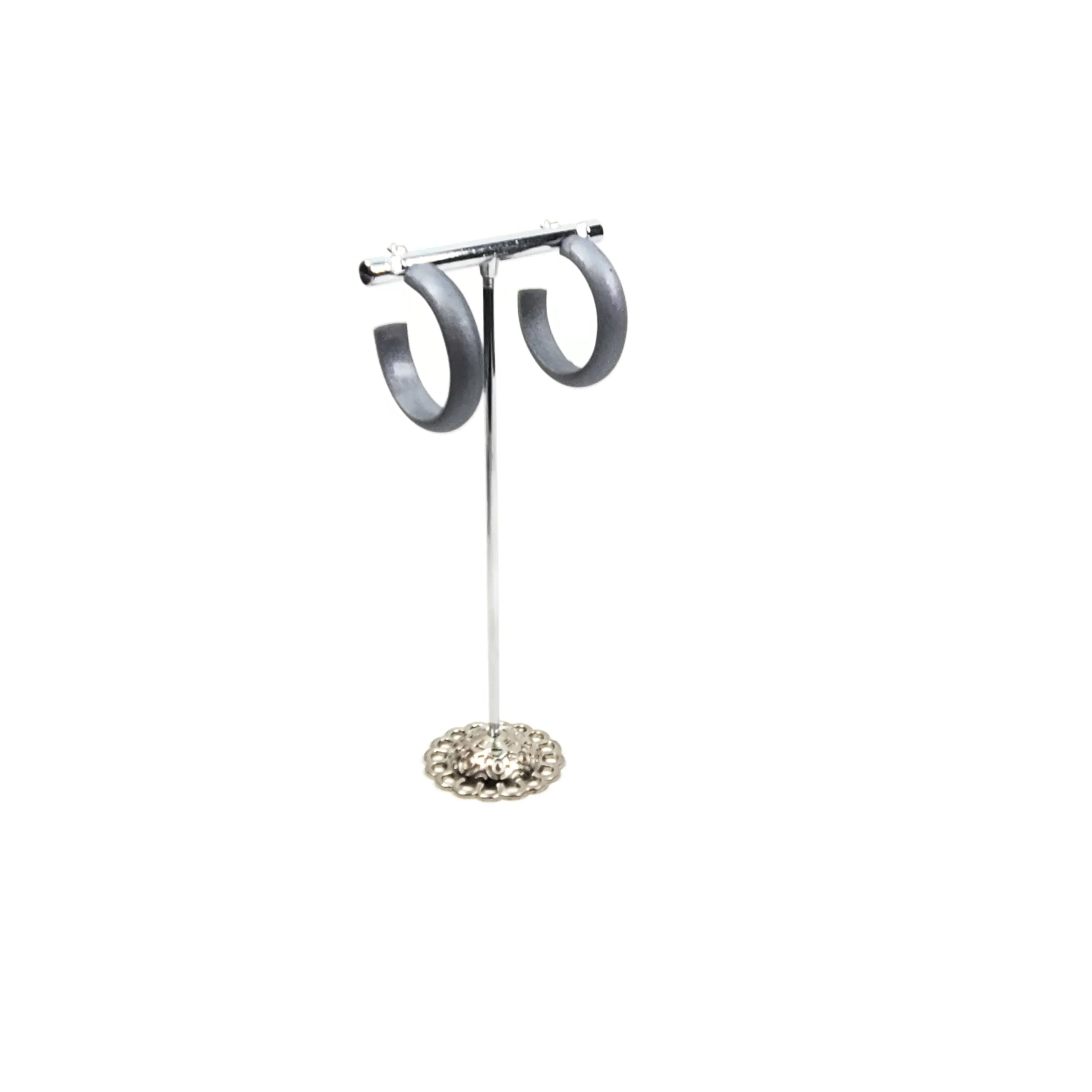 Hoop Earrings Medium - Solid Color  - Chrome
