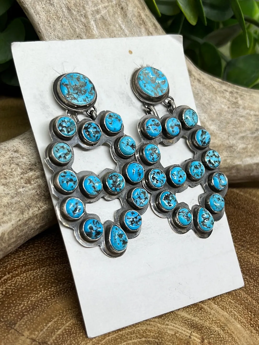 Horseshoe Natural Kingman Turquoise Stone Post Earrings