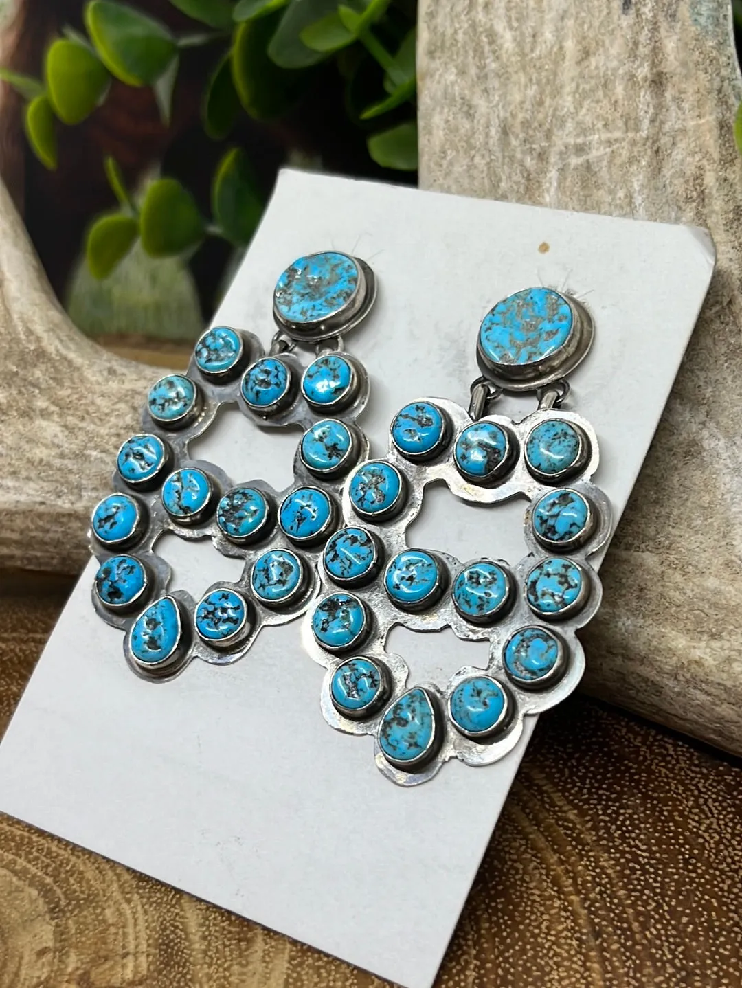Horseshoe Natural Kingman Turquoise Stone Post Earrings