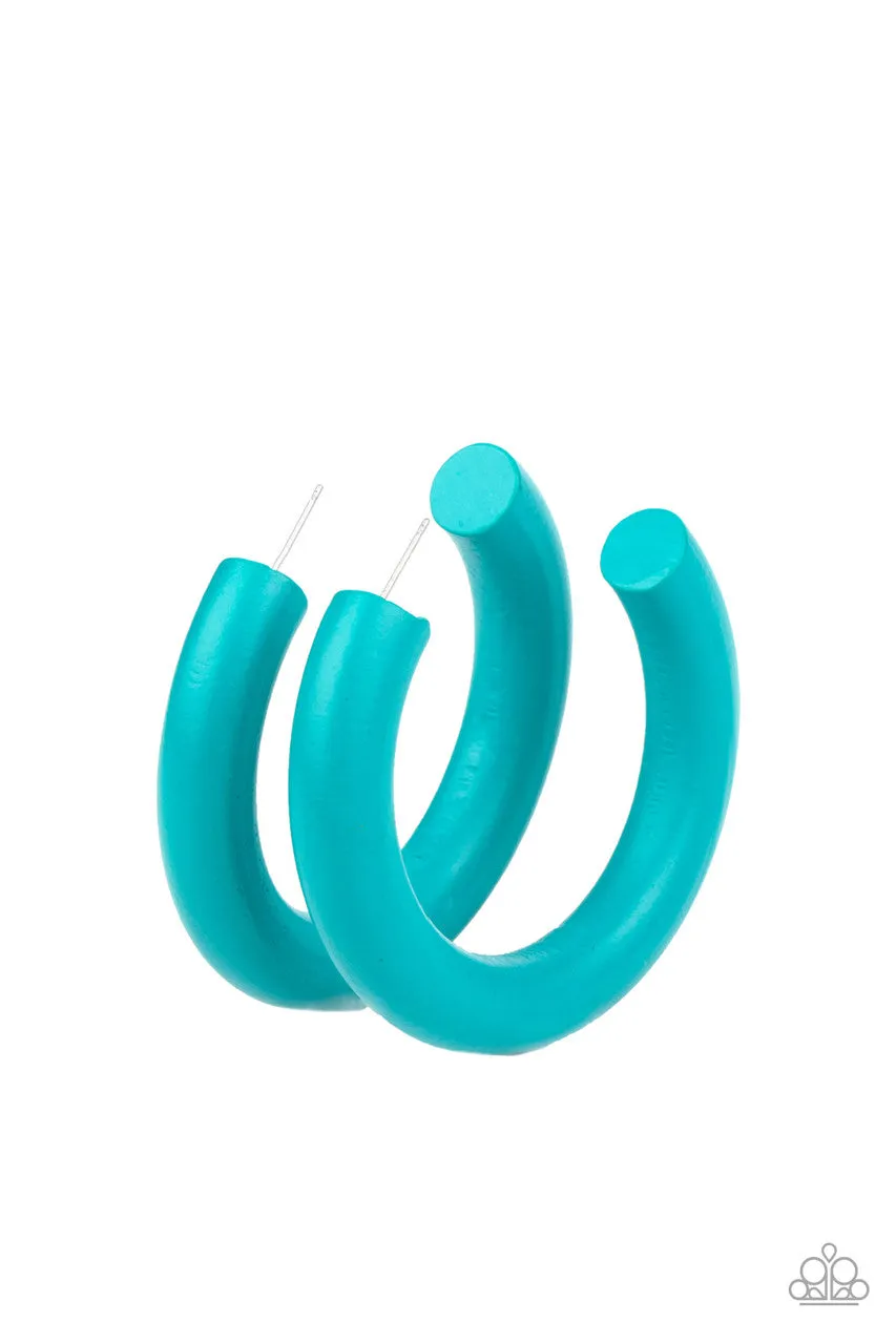 I WOOD Walk 500 Miles Blue Paparazzi Earrings