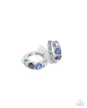 Impressive Impact - Blue - Oval Gem Paparazzi Hinge Hoop Earrings - October 2024 Possible Pop-Up Shop Exclusive