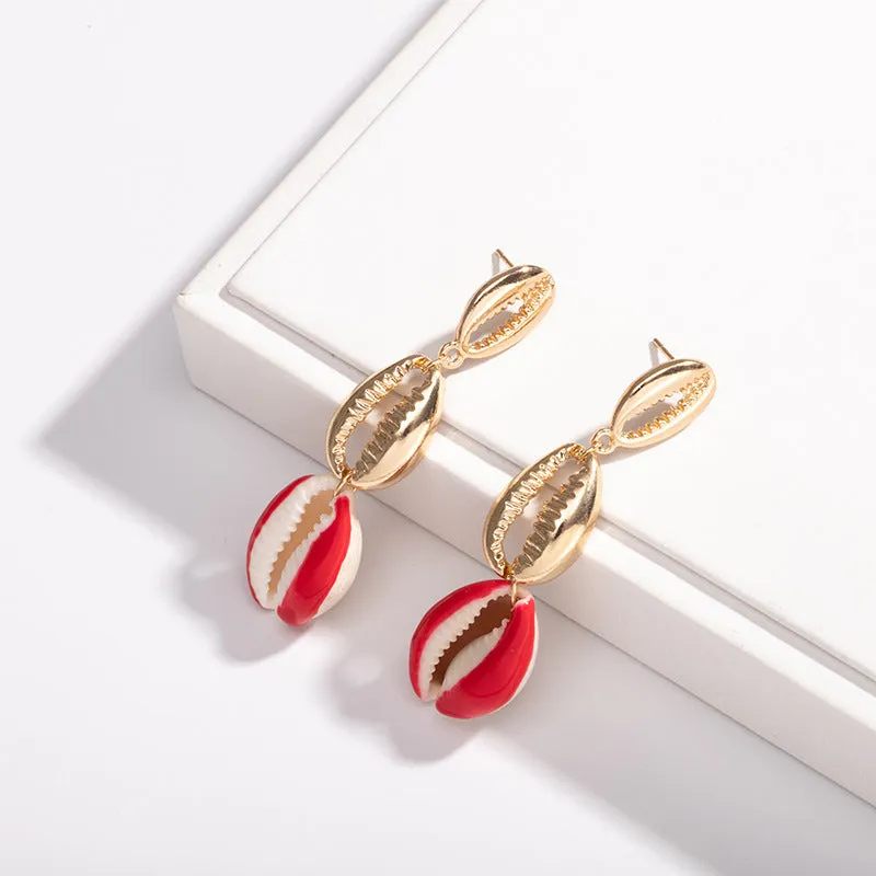 INS Accessories Natural Fashion Shell Earrings Geometric Tassel Earrings