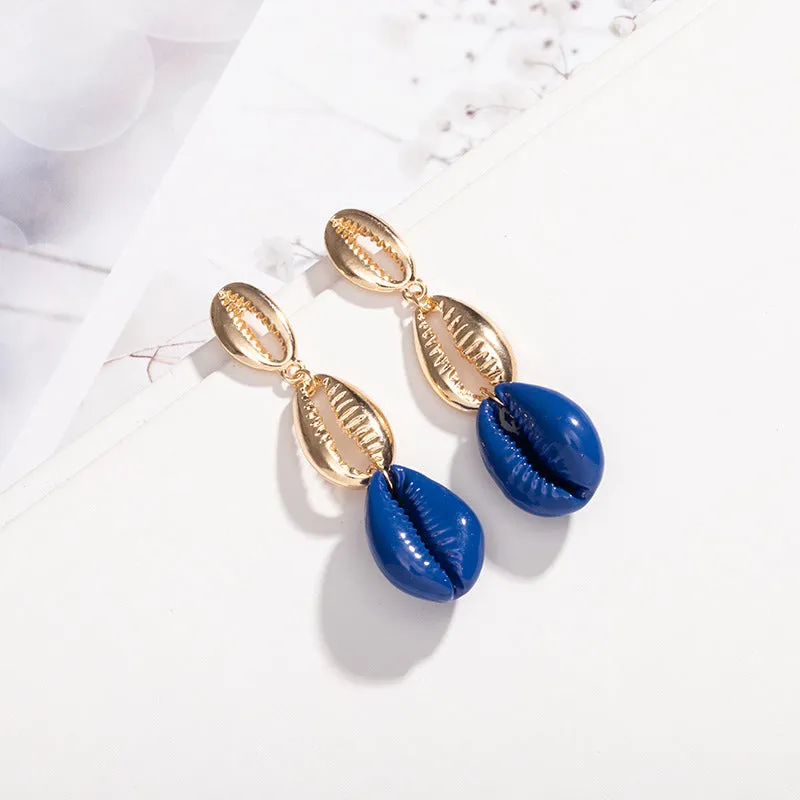 INS Accessories Natural Fashion Shell Earrings Geometric Tassel Earrings