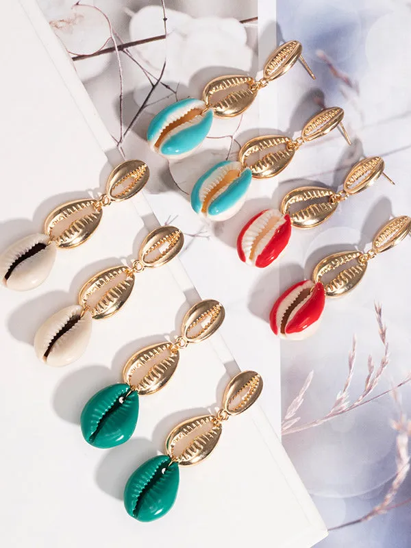 INS Accessories Natural Fashion Shell Earrings Geometric Tassel Earrings