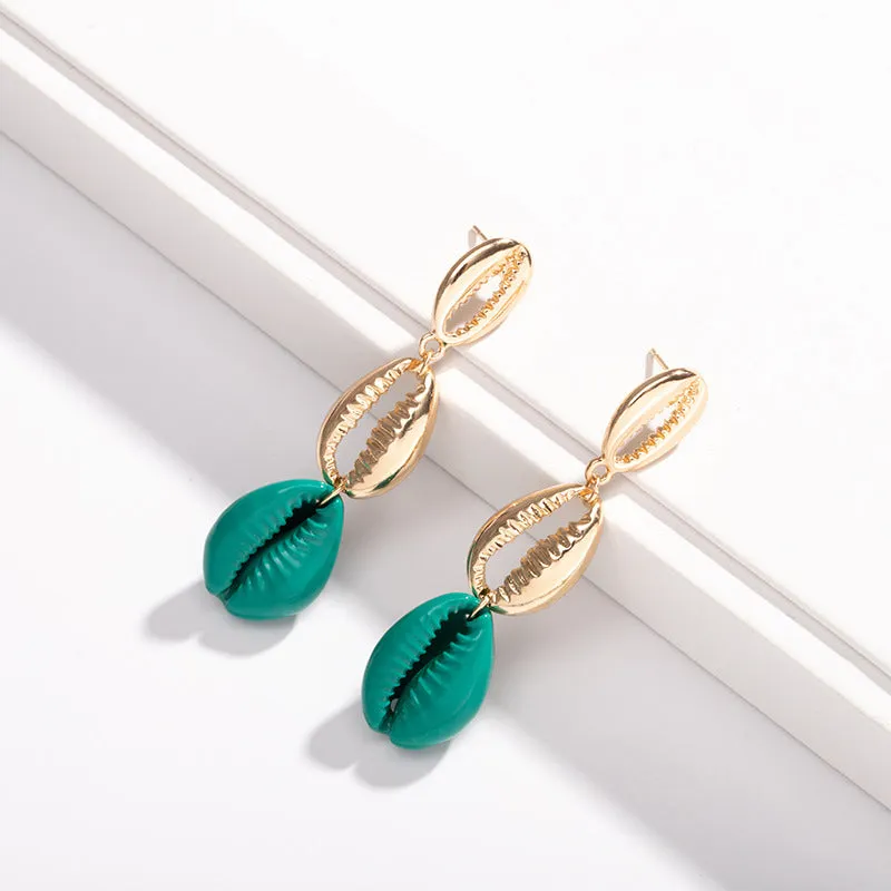 INS Accessories Natural Fashion Shell Earrings Geometric Tassel Earrings